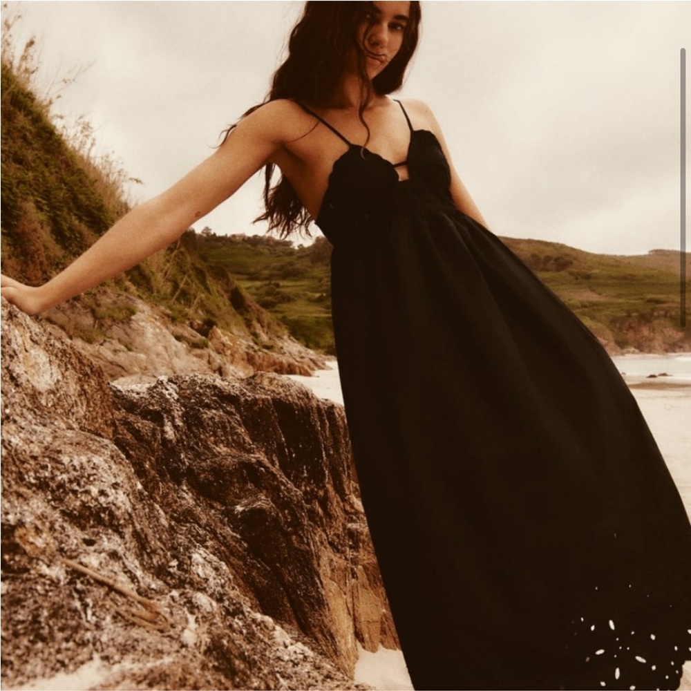 Zara perfarated poplin maxi dress. Size S NWT - Picture 4 of 8